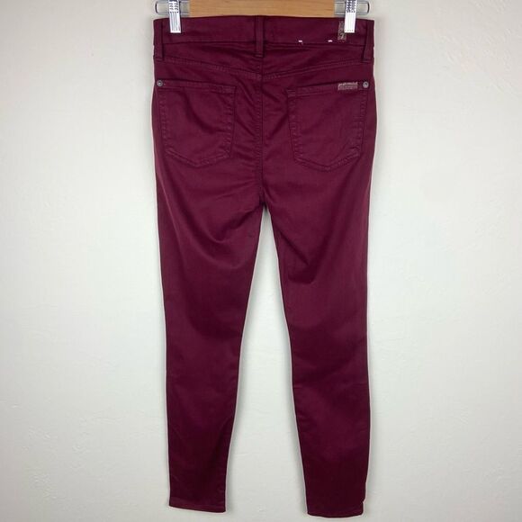 7 For All Mankind Skinny Stretch Ankle Pant - Burgundy - Picture 6 of 8